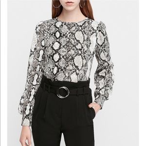 Express Snakeprint puff-sleeve blouse